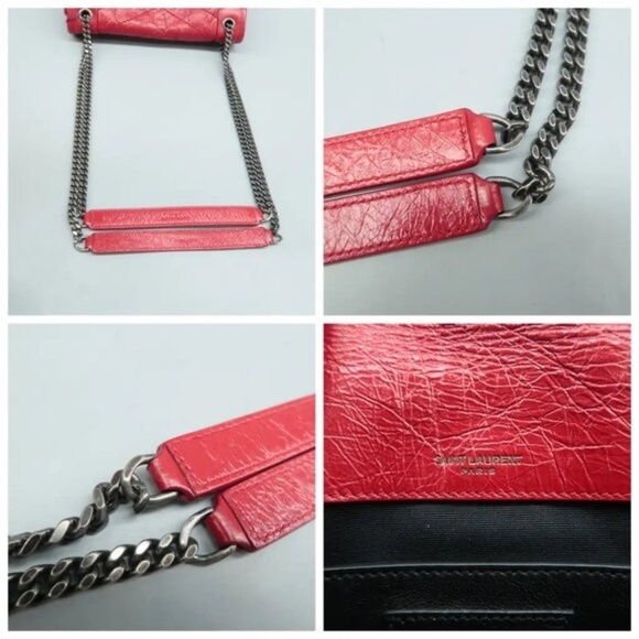 100% Authentic Saint Laurent Niki Red Leather Shoulder Bag - Picture 8 of 12